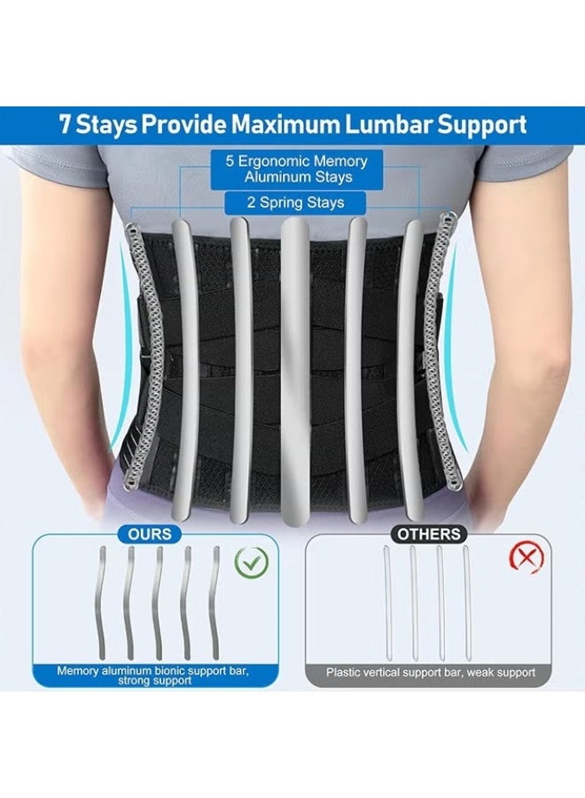 EETU Lumbar Support Belt For Women Men,Adjustable Lower Waist Support Belt Brace Pain Relief With 6 Stays,Upgraded Bracepost Back Brace For Heavy Lifting Herniated Disc,Sciatica,Scoliosis-XL 93-110CM - Image 2